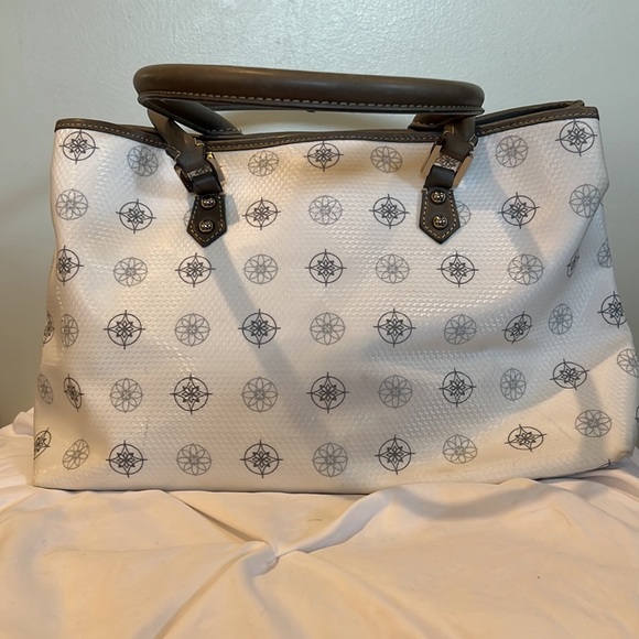 Cielo E Mare white with gray handle and flower pattern handbag - Picture 5 of 9